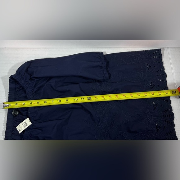 TALBOTS OFF THE SHOULDER Women TOP BLOUSE BLUE SPRING SUMMER Sp 100% Cotton - Picture 10 of 11